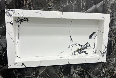 Modern Grey Night Marble Vanity – Elegant Washroom Sink with Storage Shelf